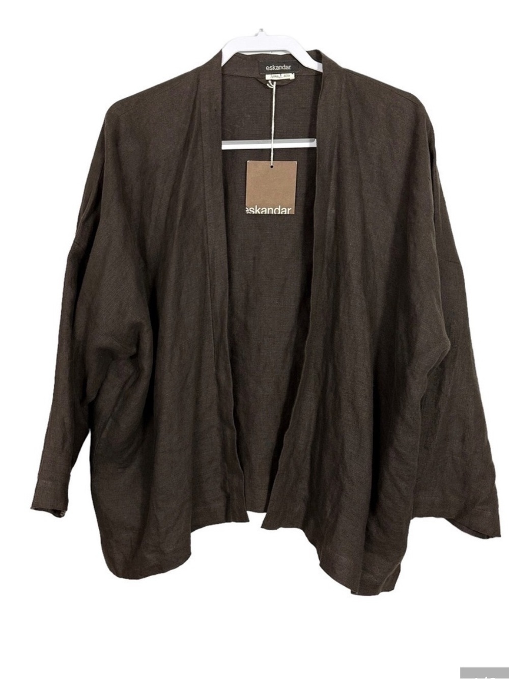 Escandar Deep Brown Linen Open Jacket